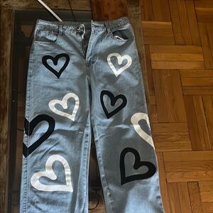 Stylish Heart Patterned Jeans